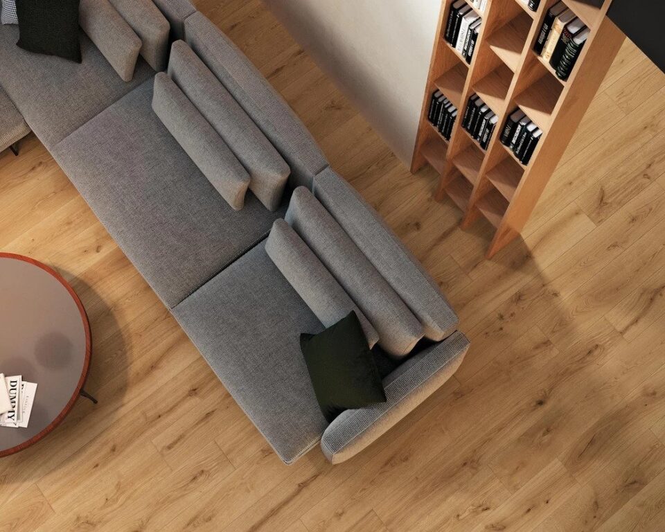 Livingroom wood look Exence porcelain tile