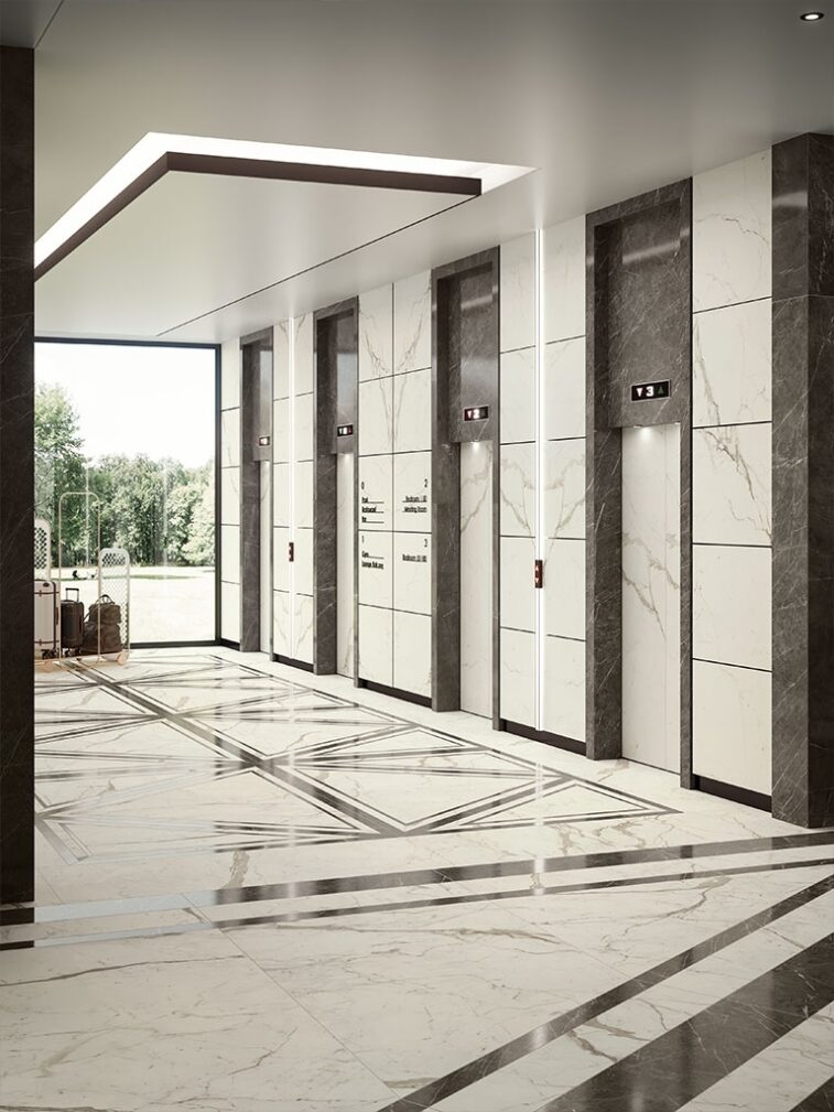 Calacatta prestigio marble effect large format tiles