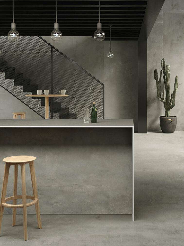 Concrete effect stoneware for floor tiles boost grey atlas plan