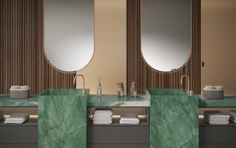 Exotic green marble stoneware bathroom furnishing
